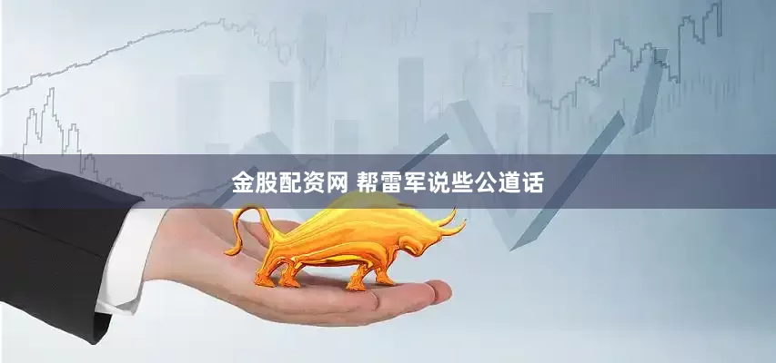 金股配资网 帮雷军说些公道话