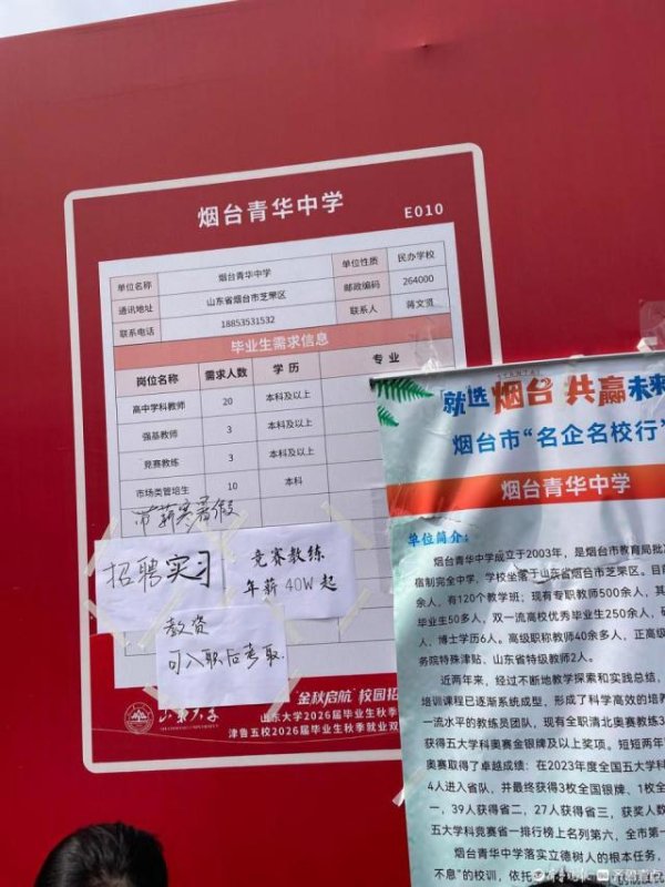 股民钱包 山东一中学年薪40万聘竞赛教练，无人投递