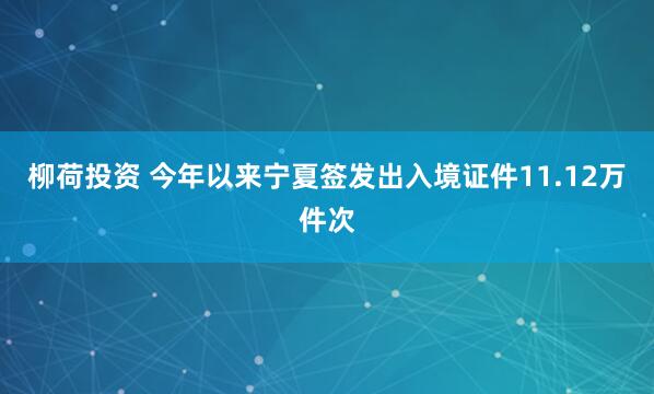 柳荷投资 今年以来宁夏签发出入境证件11.12万件次